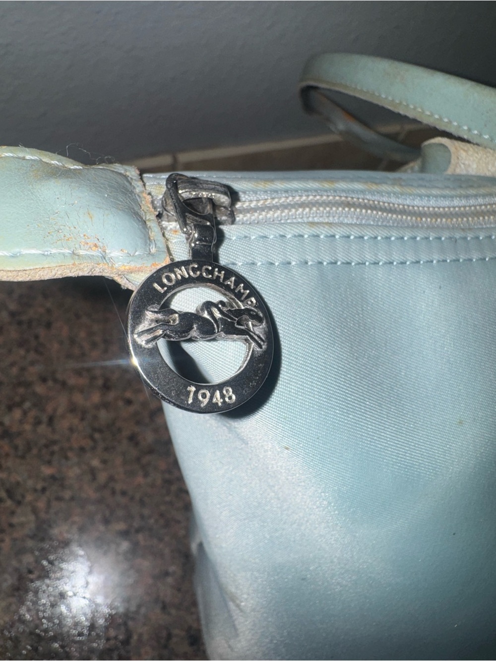 Longchamp Le Pliage Neo large nylon shoulder tote bag baby blue - Picture 6 of 15
